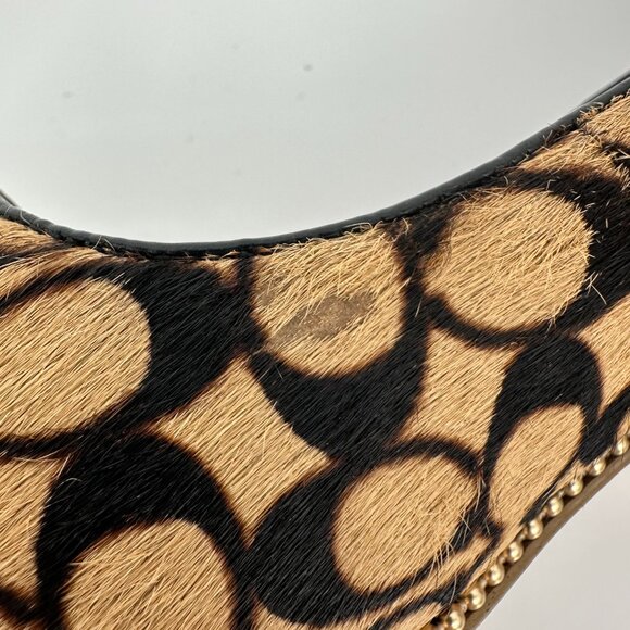 Coach C5924 Waverly Signature Calf Hair Pointed Toe Gold Trim Heels Size 9B - Picture 13 of 13